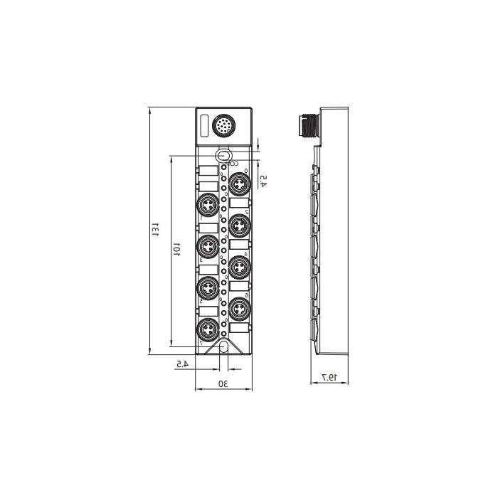 M8分线盒、NPN、8端口分体式、带LED、M12集成接口基座、23N8S1